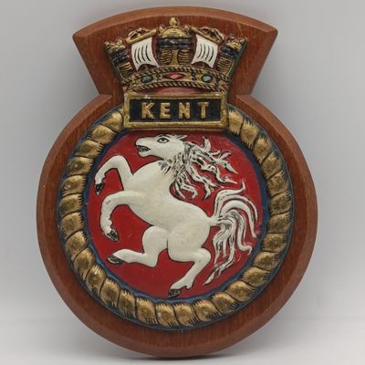 HMS Kent ship&#39;s plaque - aluminium