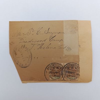 Boer War POW fronts stuck back to back One side posted Potchefstroom, Transvaal 10 March 1901 to JMA Welmarans, POW, Deadwood Camp St Helena - Received St Helena 11 April 1901 other side posted