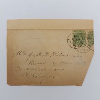 Boer War POW fronts stuck back to back One side posted Potchefstroom, Transvaal 10 March 1901 to JMA Welmarans, POW, Deadwood Camp St Helena - Received St Helena 11 April 1901 other side posted