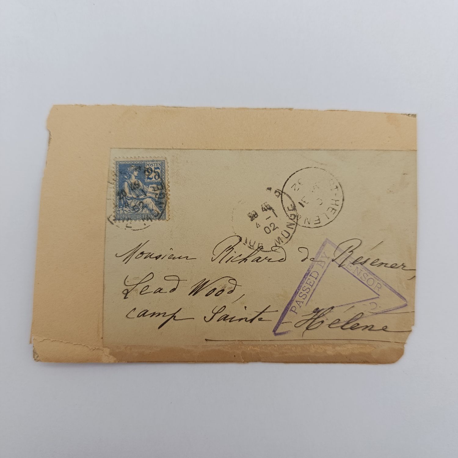 Boer War POW letter fronts stuck back to back one side from Gravenhage, Netherlands posted 10 Jan 1901 to JGG Bassle, POW, Deadwood Camp, St Helena other side posted Rue Monge France, France