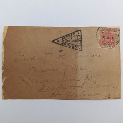 Boer War POW fronts stuck back to back one side posted Pretoria, ZAR to Rev P de Vries, POW