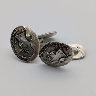 Pair of Mail ship Jagersfontein cufflinks - H.H90 silverplate