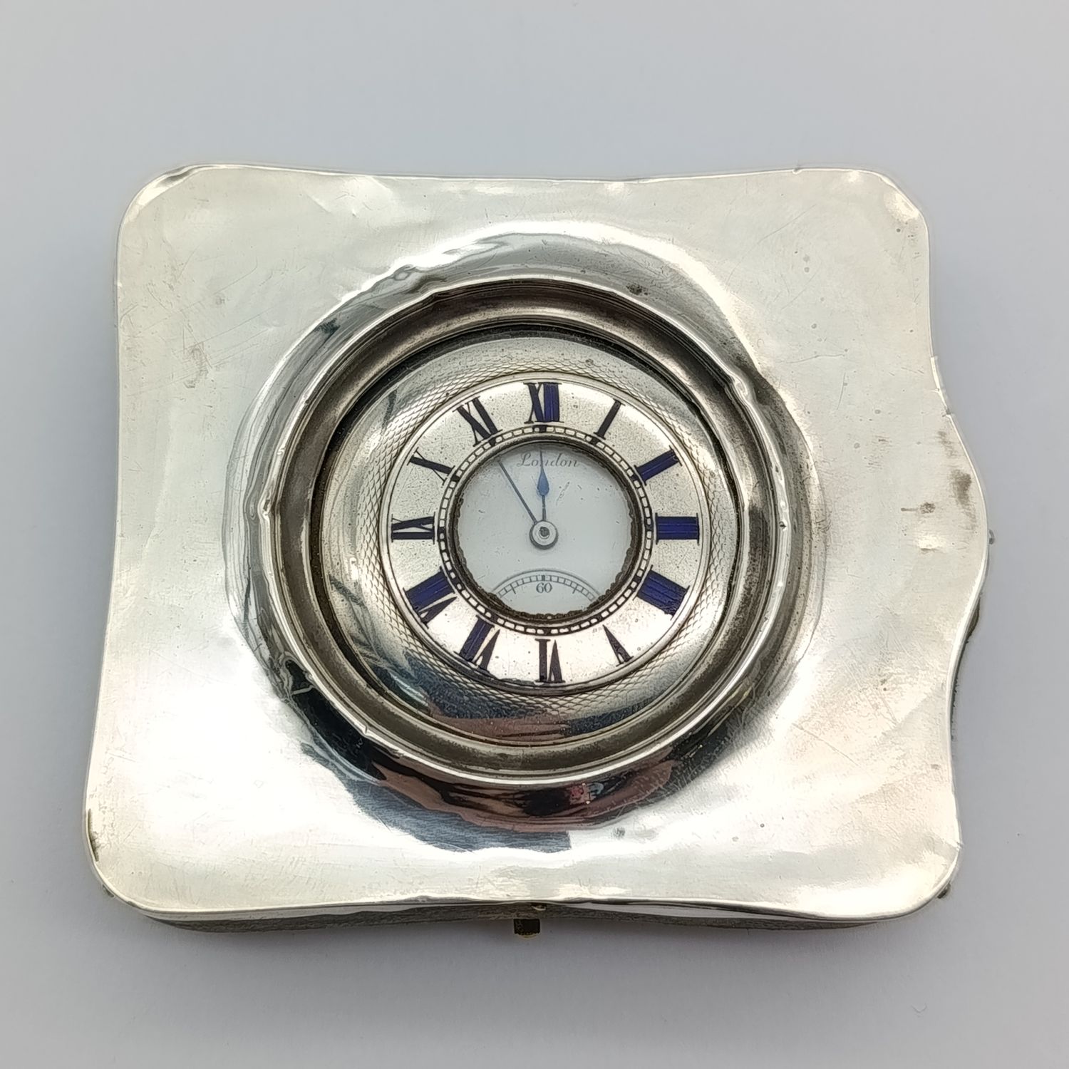 Antique hallmarked silver 1892 half hunter pocketwatch in silver front travelling case - working - no glass