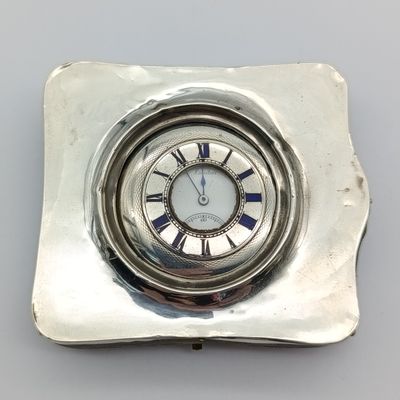 Antique hallmarked silver 1892 half hunter pocketwatch in silver front travelling case - working - no glass