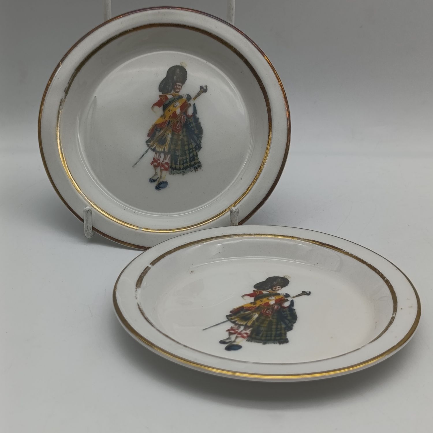 Pair of Vintage Dewar&#39;s white label whisky porcelain coasters