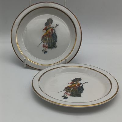 Pair of Vintage Dewar&#39;s white label whisky porcelain coasters