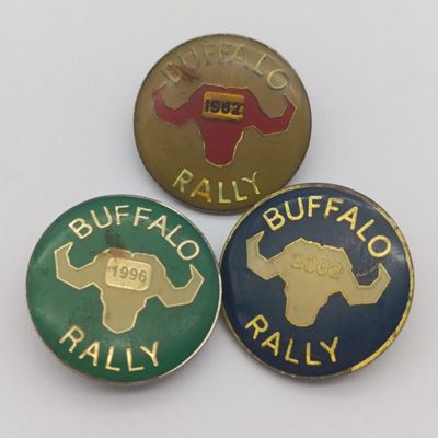 Lot of 3 Motorcycle biker Buffulo Rally badges - 1982, 1996 and 2002