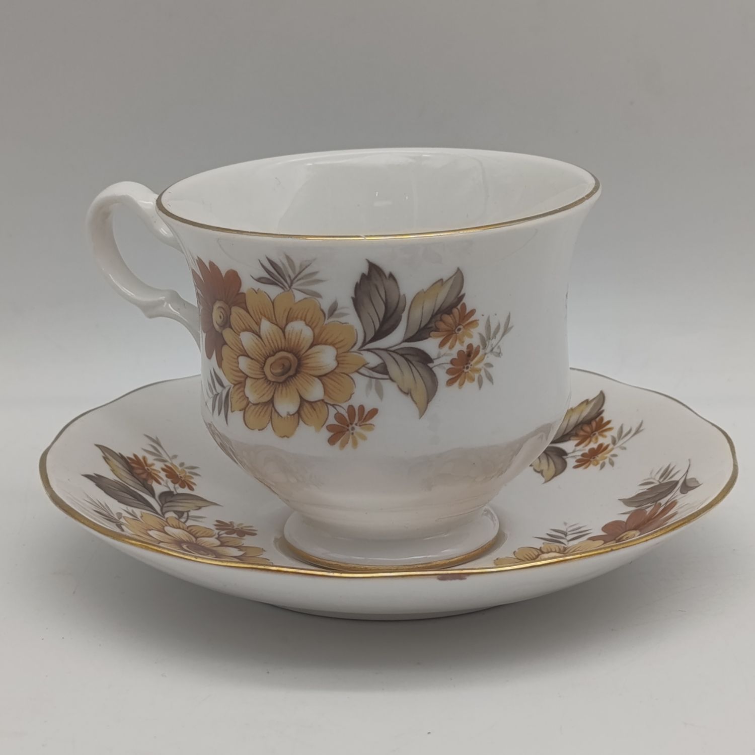 Vintage Queen Anne porcelain tea cup and saucer duo