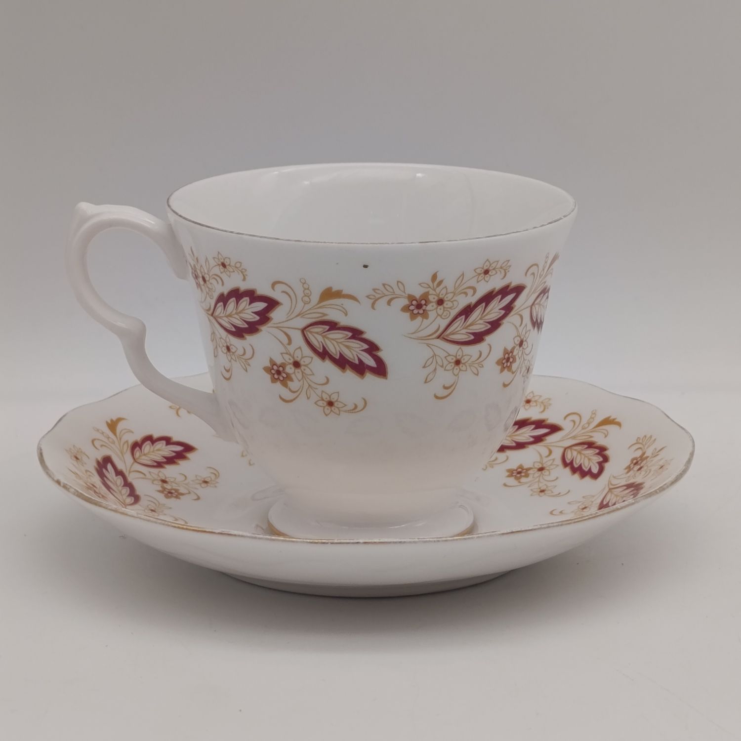 vintage Queen Anne porcelain tea cup and saucer duo