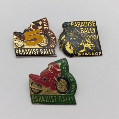 Lot of 3 Paradise Rally motorcycle badges