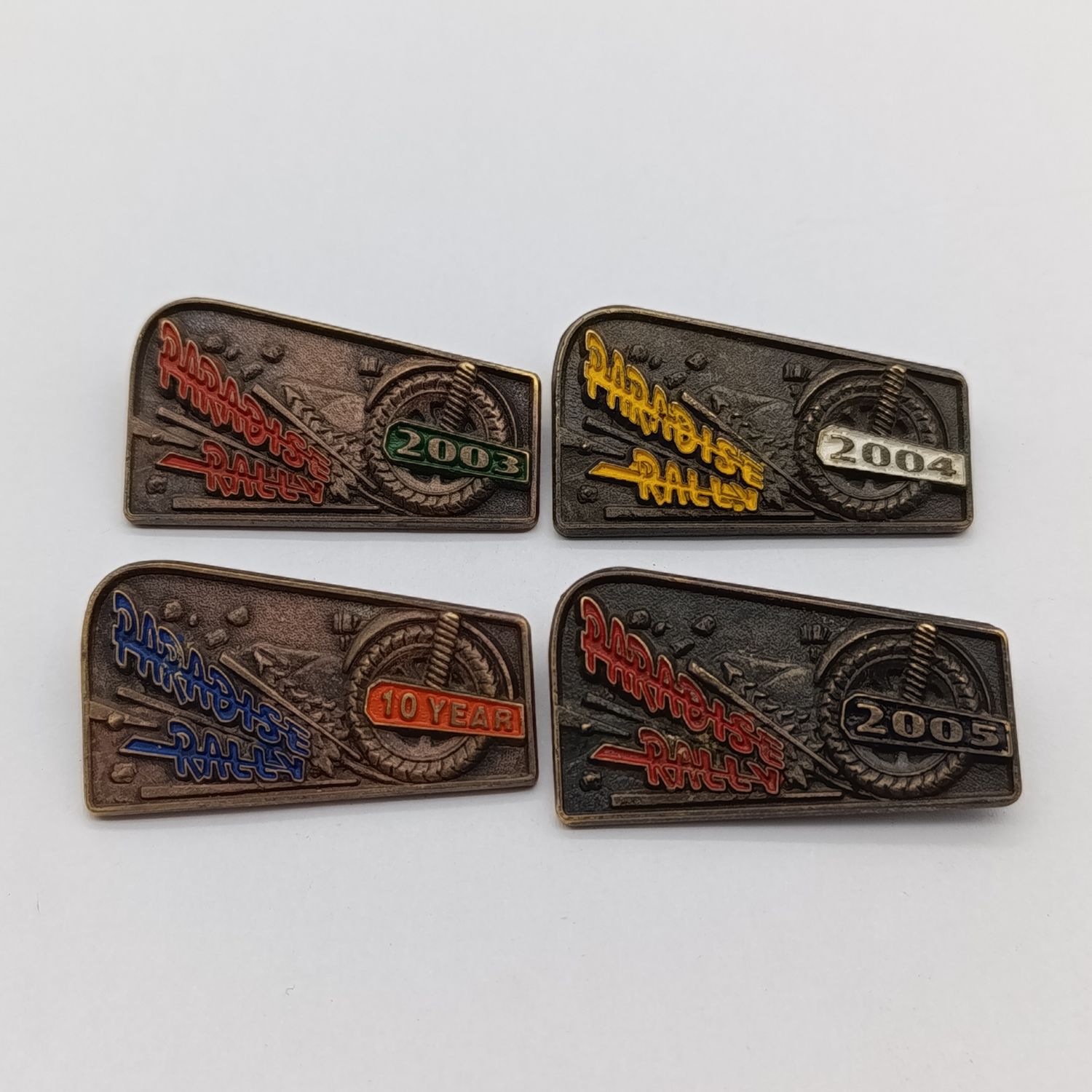 Lot of 4 Paradise Rally motorcycle badges
