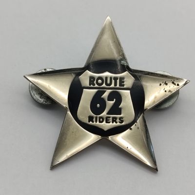 Pair of Route 62 Riders motorcycle badges