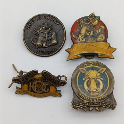 Lot of 4 Harley Owners group motorcycle badges