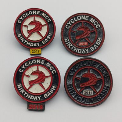 Lot of 4 Cyclone Motorcycle club 2014-2017 biker badges
