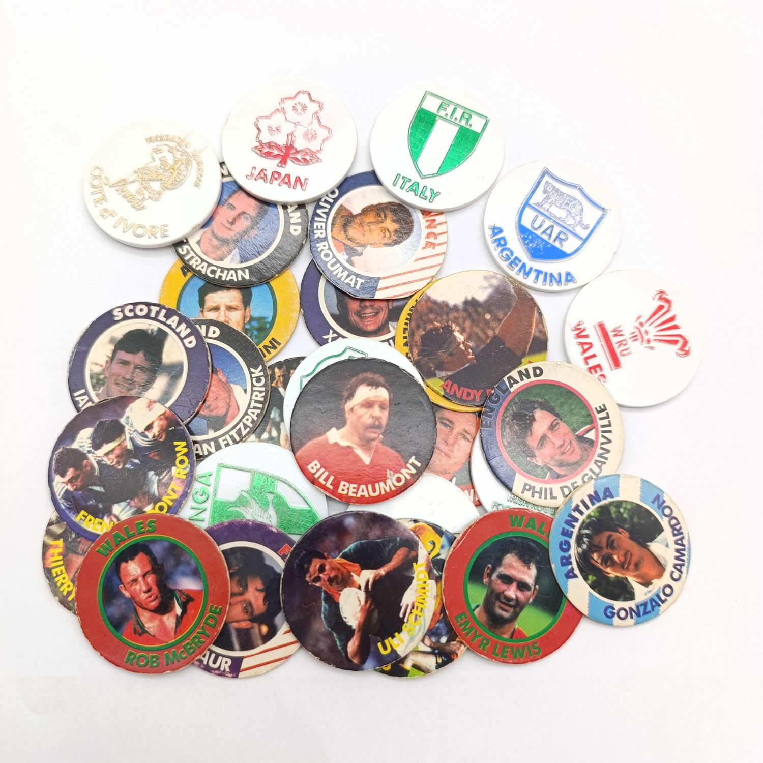 Lot of 29 Arlenco Slama&#39;s of 1995 Rugby world cup - including plastic disc slama&#39;s
