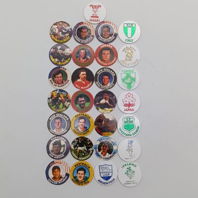 Lot of 29 Arlenco Slama&#39;s of 1995 Rugby world cup - including plastic disc slama&#39;s