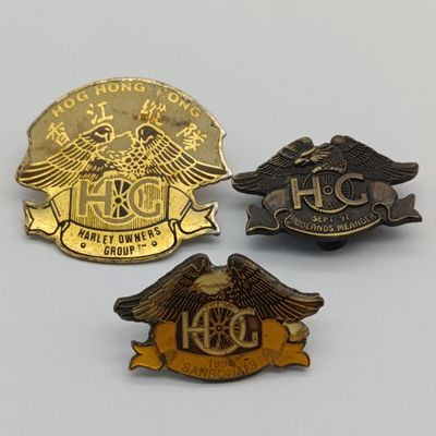 Lot of 3 Harley Owners Group motorcycle badges