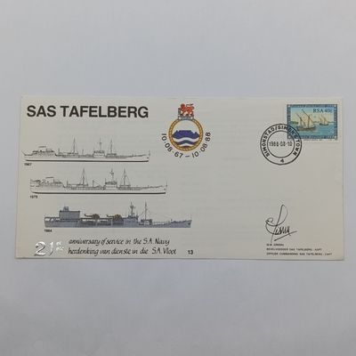 Posted Cover for the 21st anniversary of SAS Tafelberg in the Navy 1988 - signed by Capt EmGreen