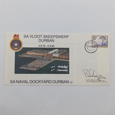 SA Navy Durban Naval Dackyard Cover - 1989 Signed by Capt. BC Gay (Militaria/Navy)