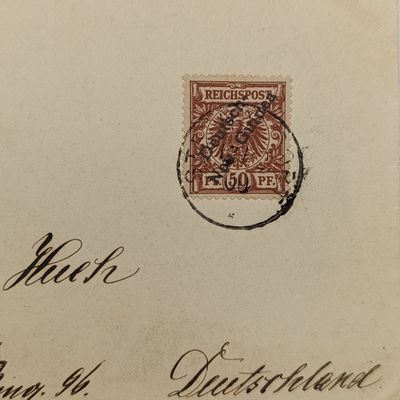 Letter posted German New Guinea with 50pf stamp (scarce) to Wiesbaden, Germany Posted in Stephansort