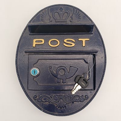 Antique style metal post box with keys