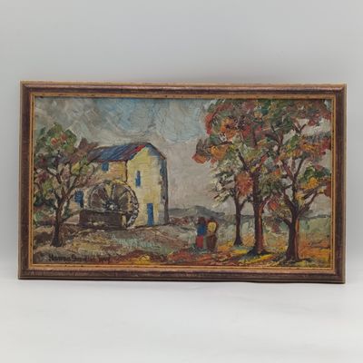 Beautiful farm scene oil painting by Hannah Shradlou