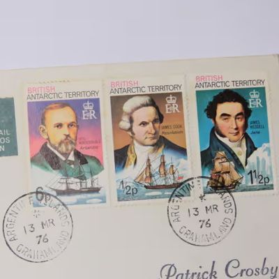 Airmail cover from Argentine Islands, Graham Land to Pietermaritzburg, South Africa with British Antarctic Territory 6p, 1/2p and 1 1/2p stamps
