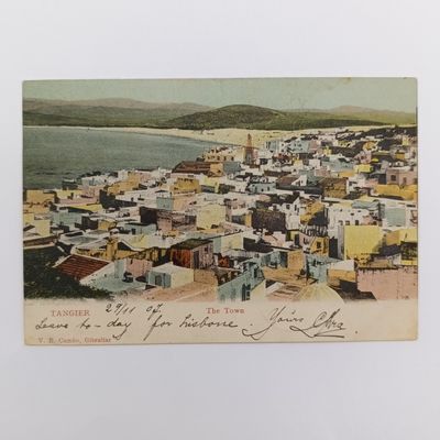 Postcard from Tangiers Morocco to Millingen, Holland via Gibralton 1907 Nov 11th - Beautiful picture of Tangier
