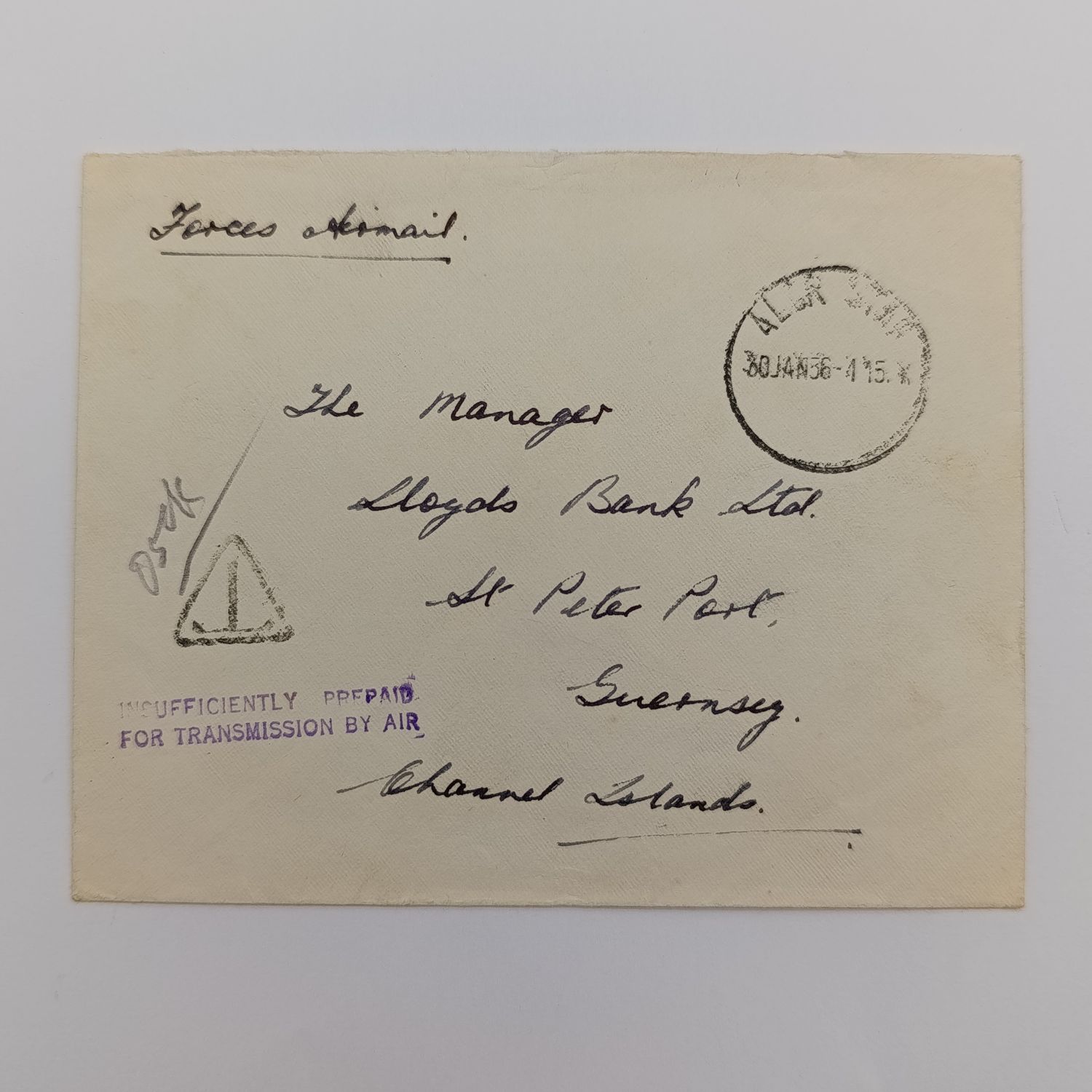 Forces Airmail Jan 1956 from Alor Setar (spelled  Alor star) to Guernsey, Channel Islands