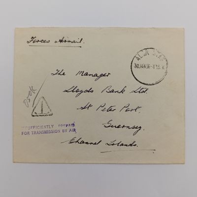 Forces Airmail Jan 1956 from Alor Setar (spelled  Alor star) to Guernsey, Channel Islands