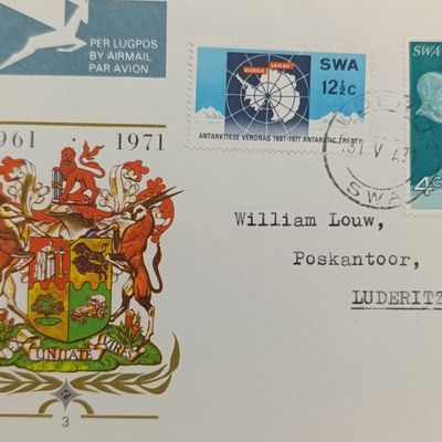 SWA - 10 year anniversary of Republic of South Africa cover - First Day Cover no 3 of SWA