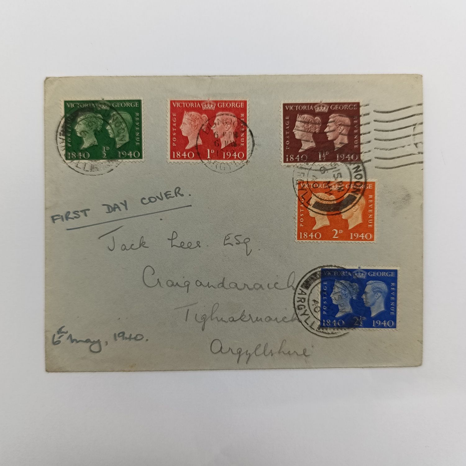 Great Britain 1940 May 6th First day cover with Victoria &amp; George stamps
