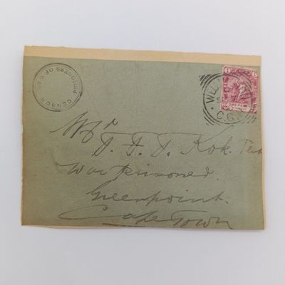 Boer War POW letter fronts back-to-back - One side posted to Mr. Kok (War Prisoner, Greenpoint, Cape Town) from Wellington, Cape of Good Hope 7 Sep 1900 - See description