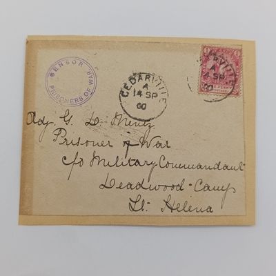 Boer War POW fronts stuck back to back one side posted Durban Natal 17 May 1901 - Two Natal Halfpenny stamps - posted to JD Bird, Tent 196, Line 14 - See description Boer War POW fronts stuck back to back one side posted Durban Natal 17 May 1901 - Two Natal Halfpenny stamps - posted to JD Bird, Tent 196, Line 14 - See description