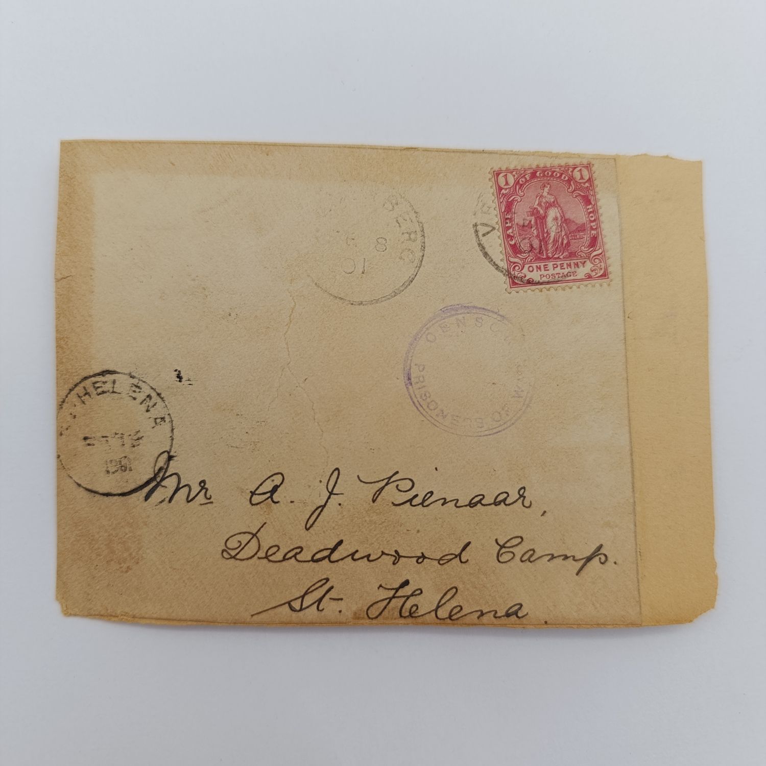 Boer War Pow fronts stuck back to back one side from Worcester, CGH on 17 Sept 1900 to A Rautenbach - Transvaal Tent 10, Green Point Camp, with Double rim censor mark in black ink - See description