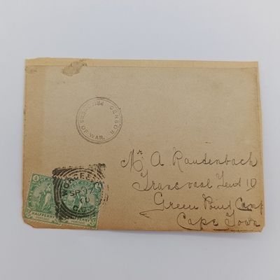 Boer War Pow fronts stuck back to back one side from Worcester, CGH on 17 Sept 1900 to A Rautenbach - Transvaal Tent 10, Green Point Camp, with Double rim censor mark in black ink - See description