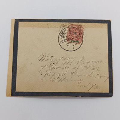 Boer War POW fronts stuck back to back One side from Vereeniging, ZAR 3 Oct 1900 to JJ Smit &amp; Zoon POW - See description