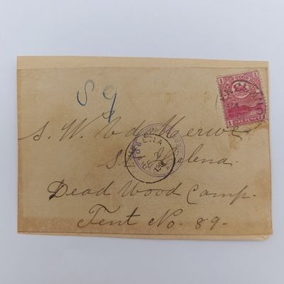 Boer War POW fronts stuck back to back - one side posted Cape of Good Hope to Commandant FJ Roos, Deadwood Camp, St Helena Received 15 Oct 1900 - Double rim censor mark - See description Boer War POW fronts stuck back to back - one side posted Cape of Good Hope to Commandant FJ Roos, Deadwood Camp, St Helena Received 15 Oct 1900 - Double rim censor mark - See description