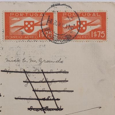 Postal cover from Portugal WW2 period to Devan England - censor label Examiner 3615 Redirected from Scotland to England