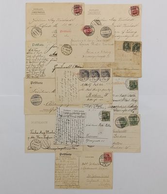 Lot of 12 German postcards used before 1910 - to Germany and England
