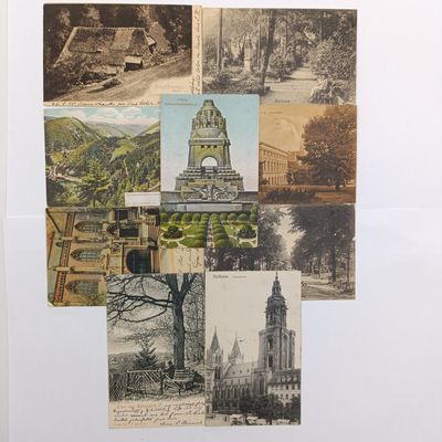 Lot of 9 Postcards used pre 1910 from Germany to South Africa