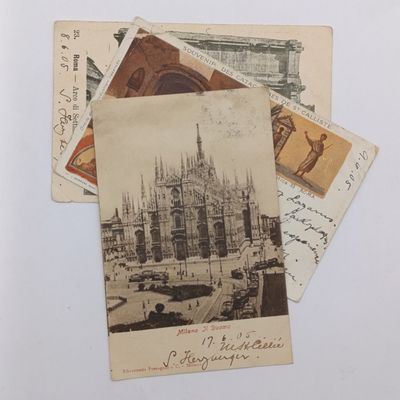 Lot of 3 Postcards sent more than a century ago from Italy to Paarl, South Africa