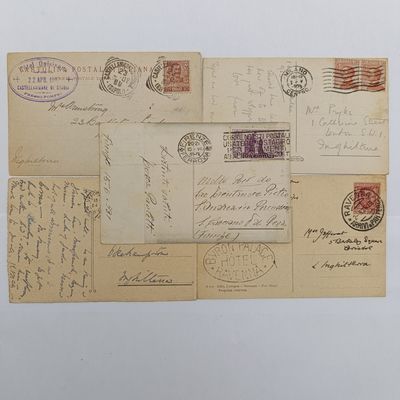Lot of 5 Postcards sent from Italy to various destinations more than a century ago