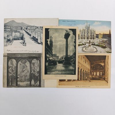 Lot of 5 Postcards sent from Italy to various destinations more than a century ago