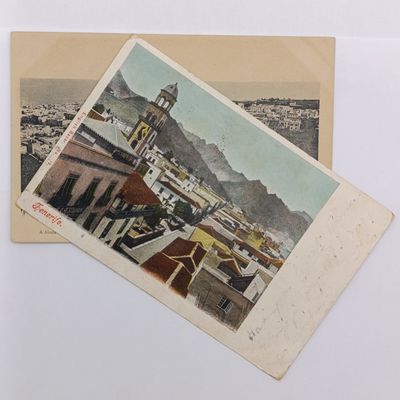 Pair of Italian postcards sent over a century ago from Tenerife and Las Palmas to South Africa
