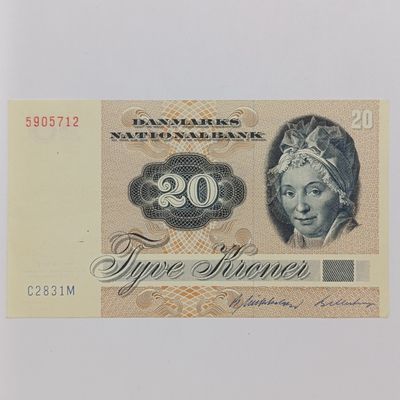Denmark 1972 series 20 Kronor Au center crease