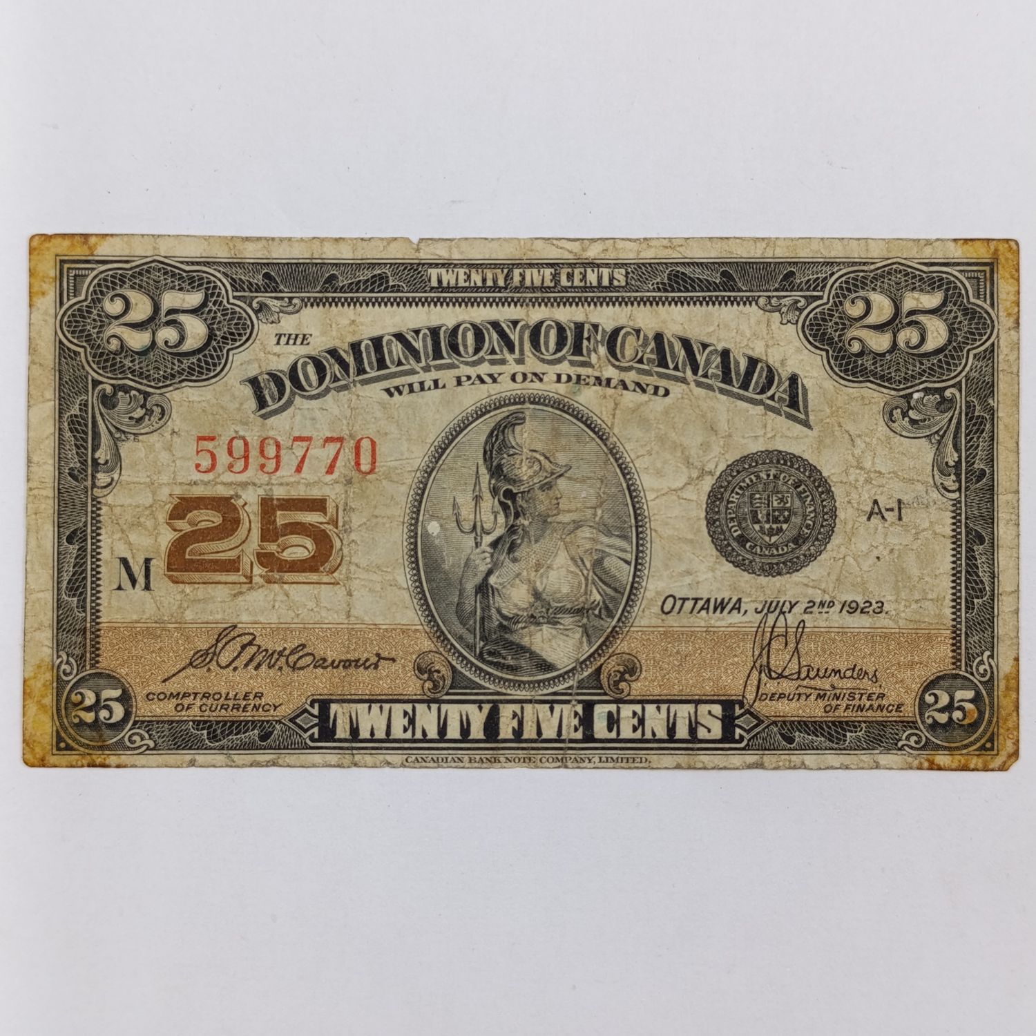 Canada 1923 banknote 25 cent