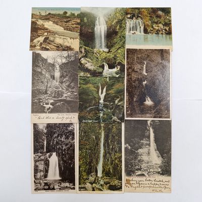 Lot of 9 antique used Postcards with pictures of waterfalls