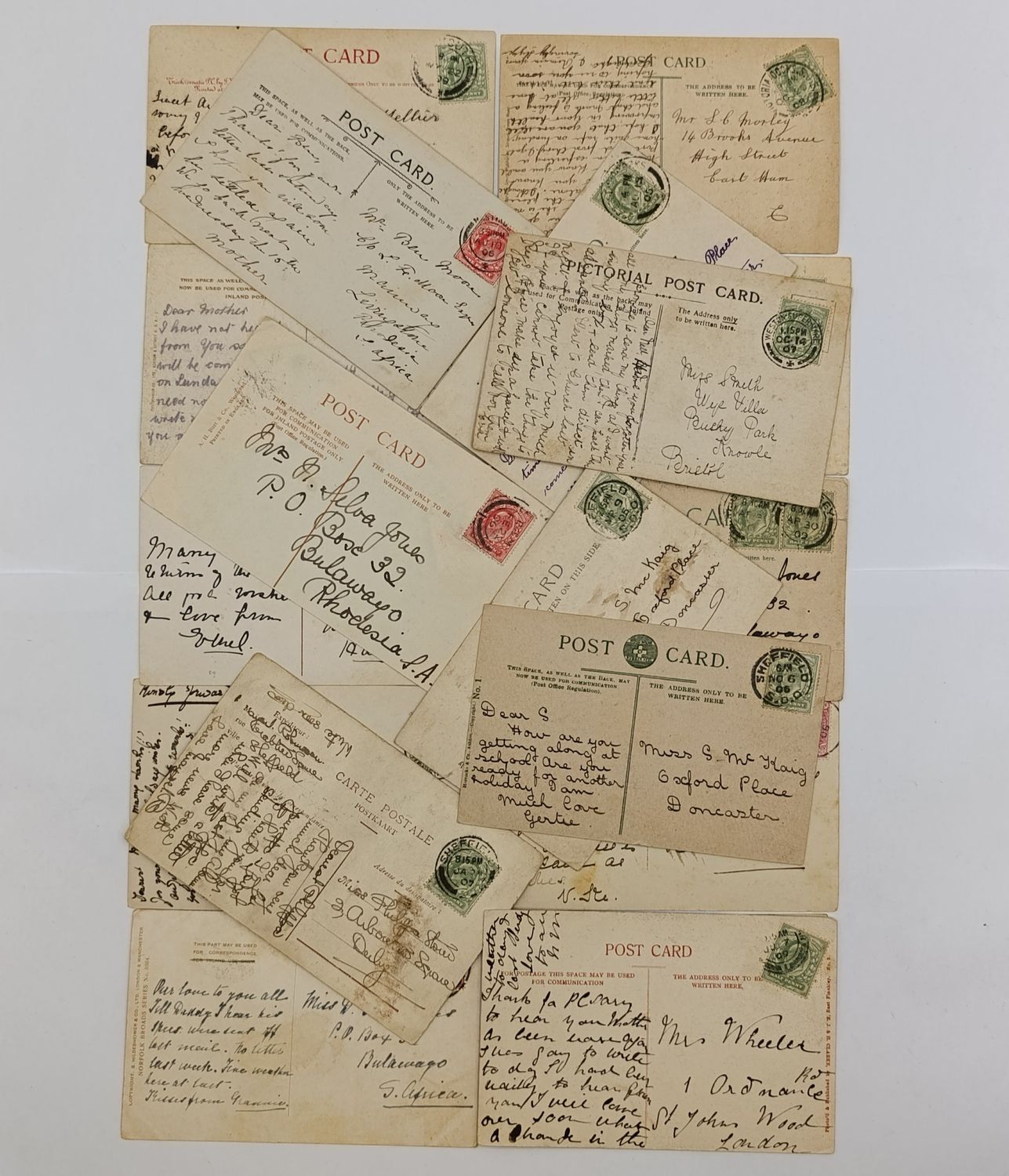 Lot of 34 Postcards posted Britain pre 1910 - over a century old - posted to various destinations