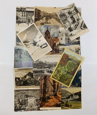 Lot of 17 vintage and antique postcards - used with stamps - various countries